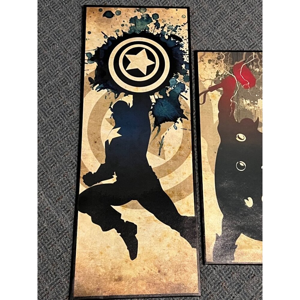 4 Marvel Silhouette Canvas Wall Art 32" Long Super Hero Set Light Weight TV Deco - Picture 5 of 11